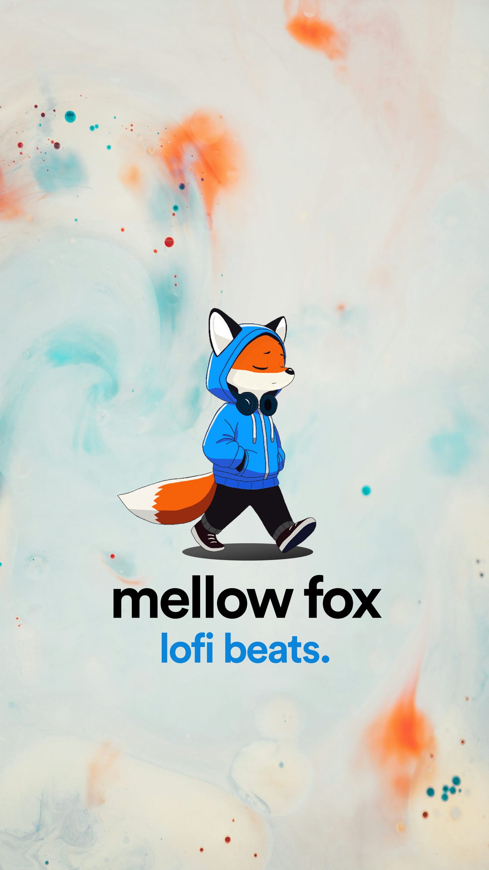mellow fox wallpaper — urban blue colorway